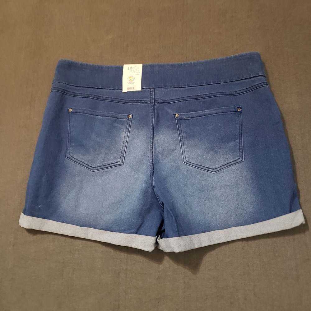 Blue Women's Denim Shorts - Stretch Cuffed Summer Short - Picture 2 of 10